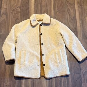 Cream and Brown Zara Teddy Coat